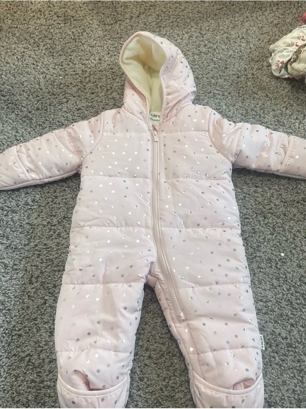 Carter's Pink Puffer Jacket with Silver Dots